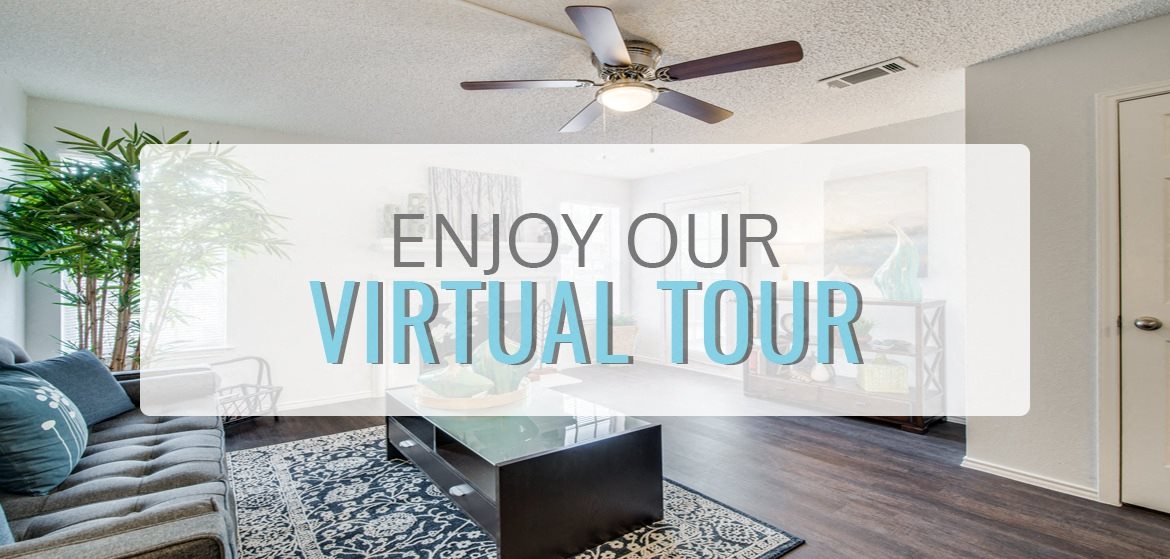 Blue Living Room Virtual Tour at Wildwood Apartments, CLEAR Property Management, Texas